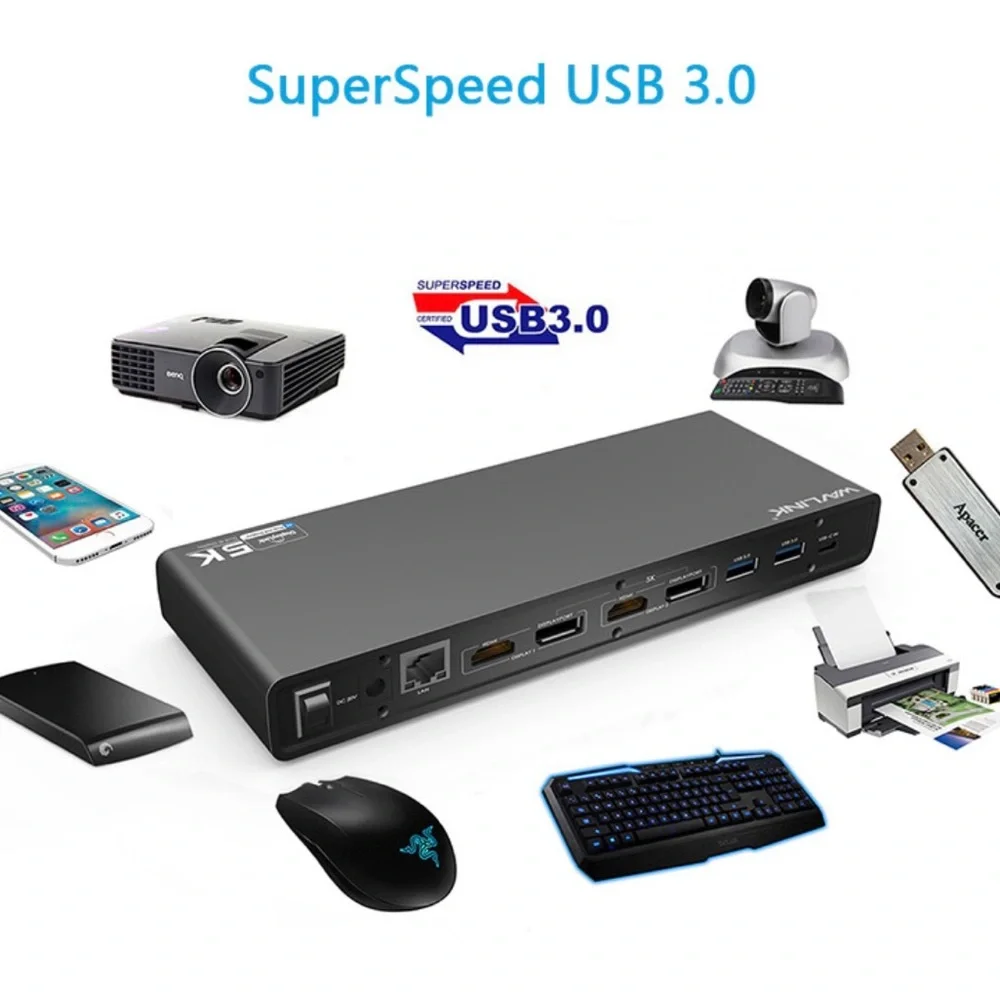 Wavlink UG69DK1 USB-C Dual 4K Docking Station - NWT